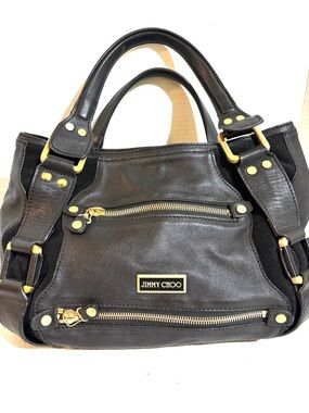 Jimmy Choo maddy mahala Black / suede Leather Shoulder Bag with Gold Hardware
